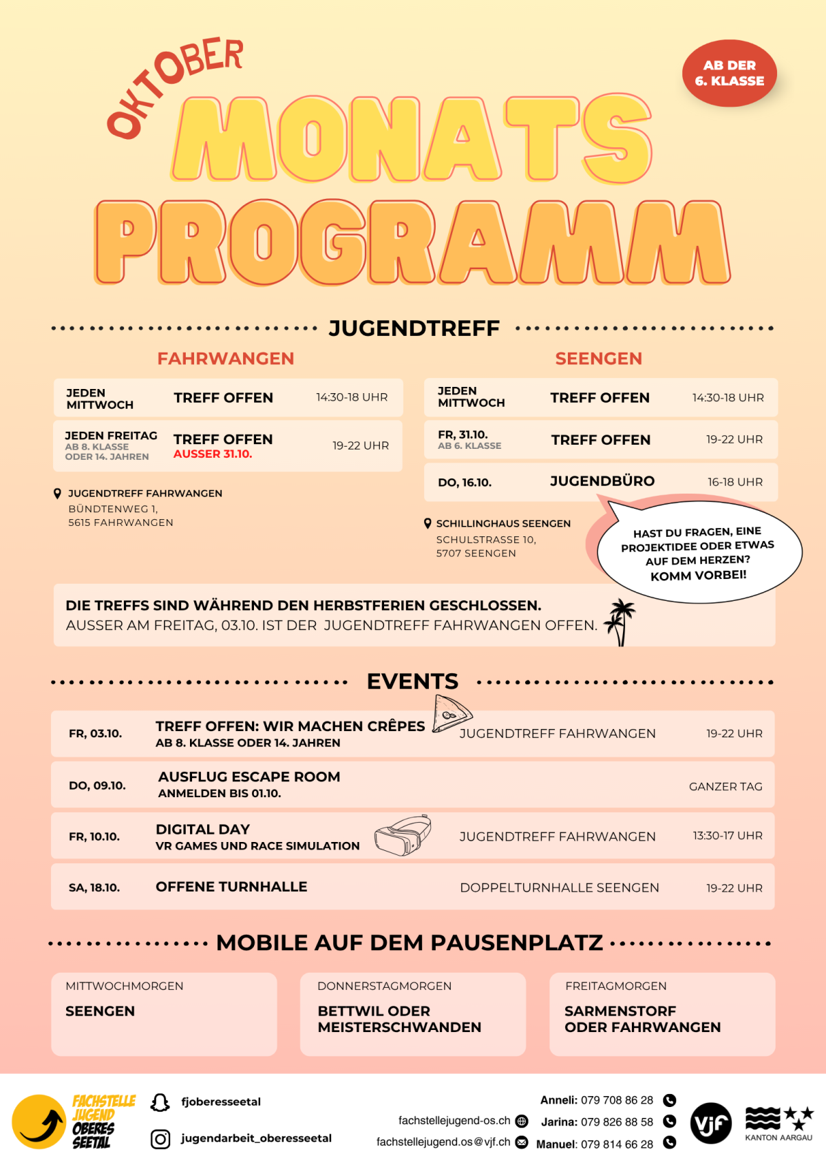 Monatsprogramm Oktober 2025